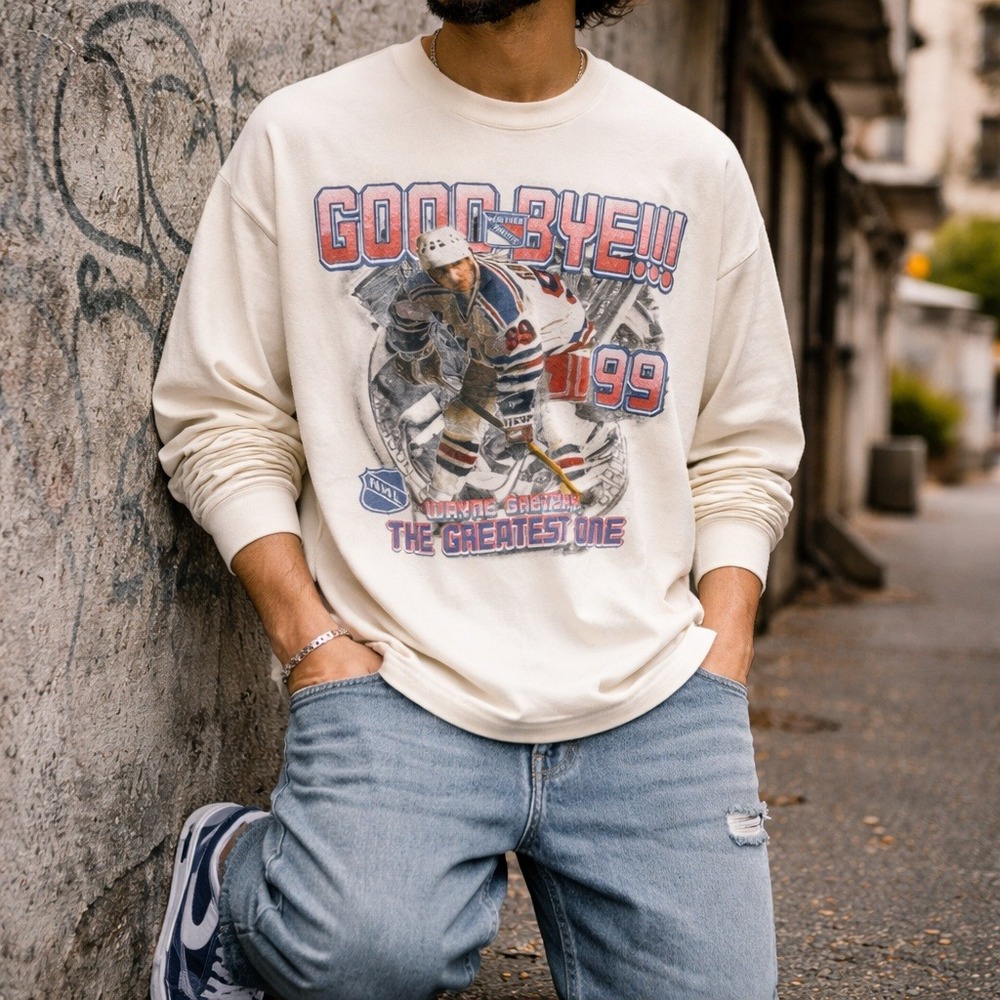 Vintage 1999‎ Wayne Gretzky Retirement Shirt NHL Rangers Graphic Long Sleeve L